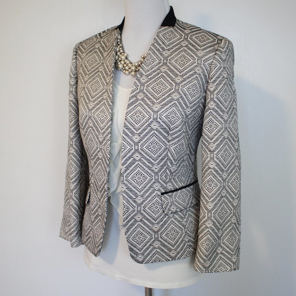 NINE WEST Size 8 Suit Jacket Blazer Beige Black